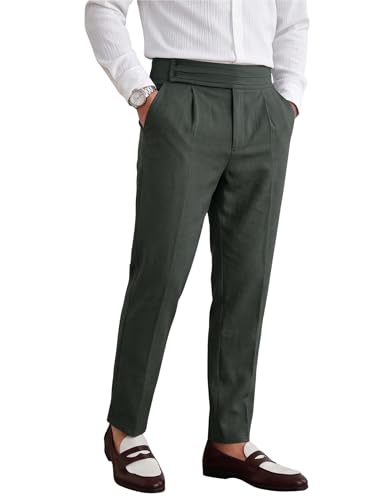 Image of TOPLOT Men's Cotton Casual Trouser | Elegant Pleated Front with Dual-Button Waistband | Comfortable Stretch Elasticity for Easy Movement | Tapered Ankle Finish | Casual & Office Wear (5277)