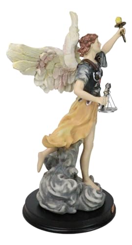 Estatua Colorida del Arcángel Uriel sobre Base de Madera miniatura 5