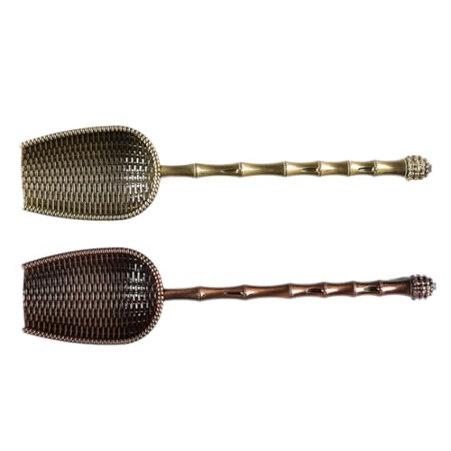 OKUMEYR 2pcs Metal Tea Spoon Shovel Long Handle Tea Scoops Sieve Serving Utensils for Party