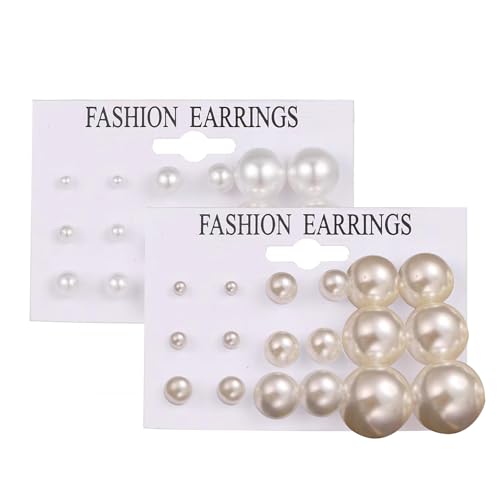 ARYIMYDP 18 Paires de Boucles d‘Oreilles Perles pour Femmes, en Acier Inoxydable...