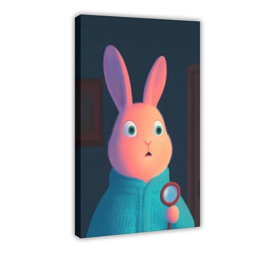 Poster lapin détective sur toile BNCEDJK idée cadeau originale pour passionné d'art