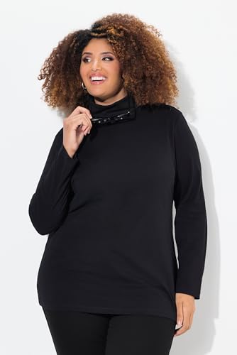 Ulla Popken Shirtrolli Basic, Camiseta Cuello Alto para Mujer, Negro (Schwarz 10), 46-48