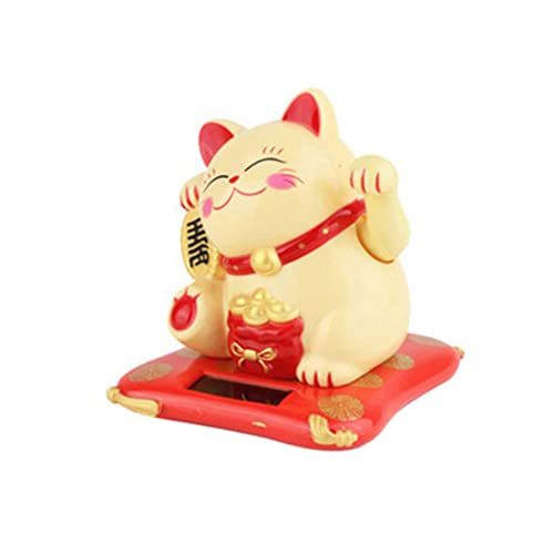 Oniissy Winkende Katze, Maneki Neko, Glückskatze, solarbetrieben, niedliche Katze mit winkendem Arm, Auto-Dekoration, für Zuhause, Display, Auto-Dekoration, Feng Shui Dekoration Cover