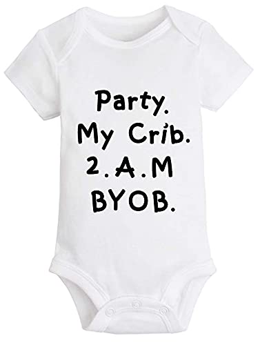 Image of Funny Baby Bodysuit Cute Infant Boy Girl Clothes Super Soft Cotton Suit Humor Comfy One-Piece Gifts Newborn Essentials (White, 6-9 months)
