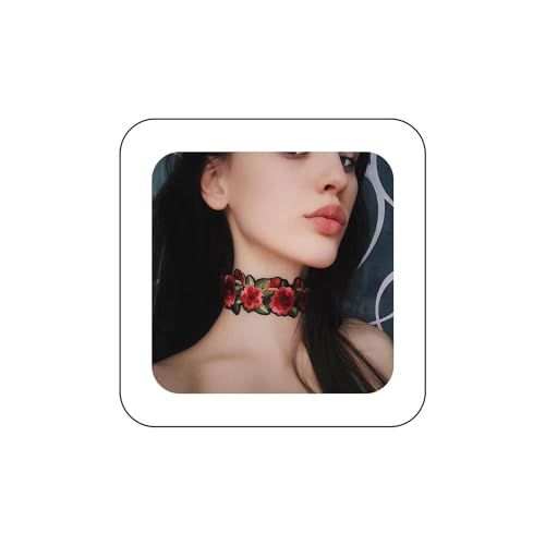 Yienate Collier Gothique En Velours Rose Tour De Cou Sexy Fleur Rose Lolita Tour De Cou Victorien Punk Suède Floral Tatouage Vintage Gothique Collier Vampire Collier De Déclaration Bijoux Pour Femmes