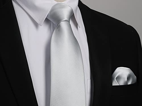 Image of Enlision Mens Ties Solid Color Satin Necktie Ties for men Handkerchief Cufflinks Pocket Squares for Wedding