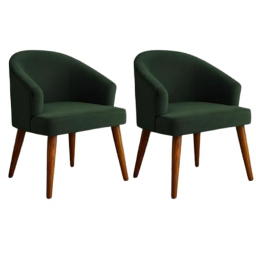 Image of WOODEN SPACE Velvetine Arm Chair for Living Room | Pure Sheesham Wood Legs & Premium Velvet Fabric | Vintage Accent Chair for Home & Office (Green Pack of 2)