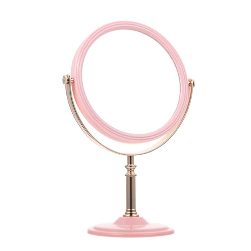 LOLIPPYY Espejo de Maquillaje Redondo 360° Giratorio para Mesa Espejo de Tocador Doble Cara Rosa Accesorio Multifuncional para Casa y Escritorio Práctico y Duradero