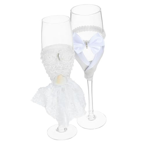 Ciieeo Es Flutes Set per Matrimonio Coppia di Flute Calice da Vino per Matrimonio Bicchieri per Brindisi per Sposi