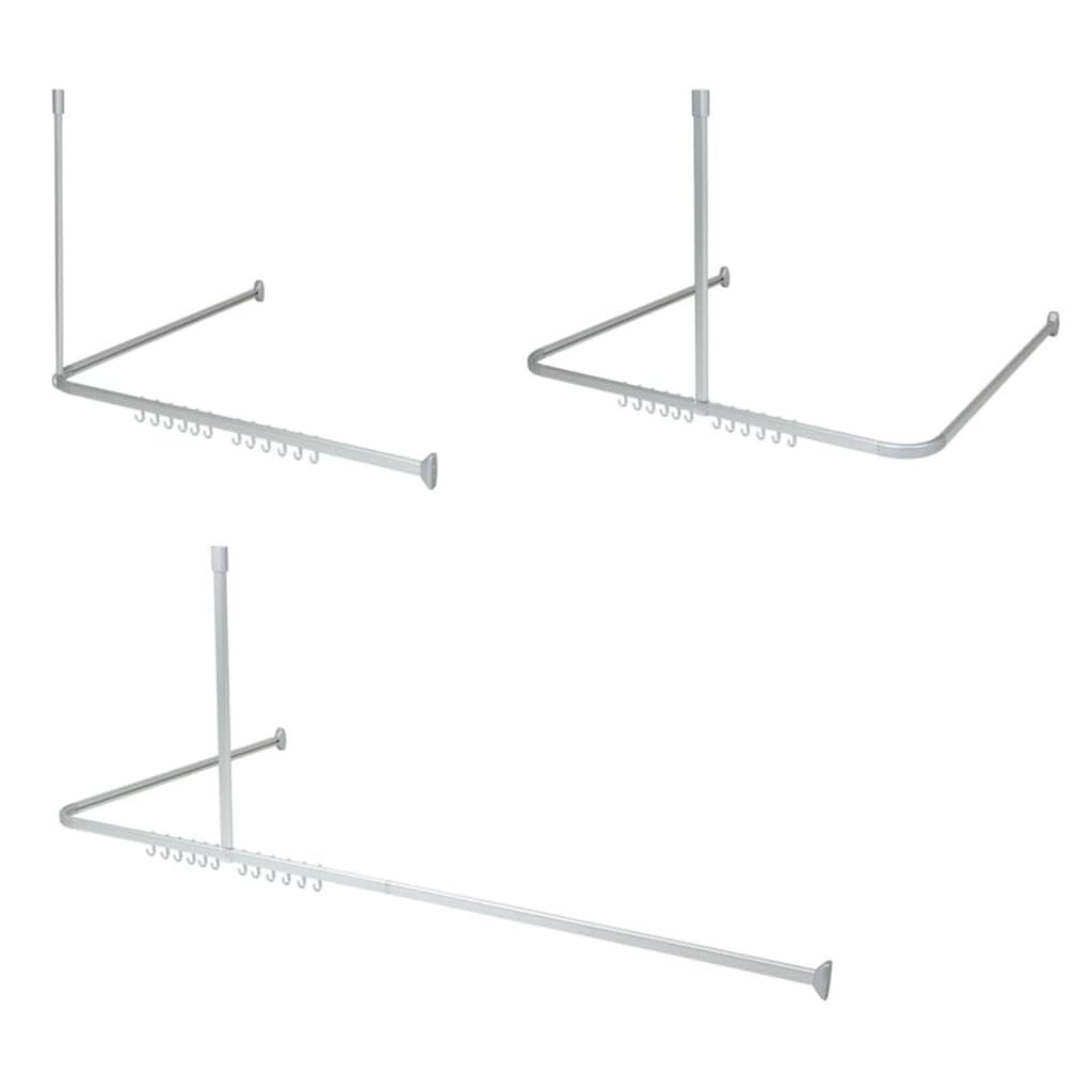 Sealskin Easy Roll, Tringle rideau, Barre de Douche Angle Universelle, Longueur Adaptable, Plusieurs Combinaisons en L ou U, A percer, Fixations et support de plafond inclus, Acier Inoxydable