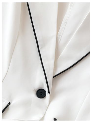 MakeMeChic Women's Contrast Binding Sleeveless Blazer Lapel Neck Single Button Vest Coats3