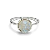 Pura Vida Silver-Plated Druzy Charm Ring w/White Stone - Brass Base, Rhodium Plating - Size 5