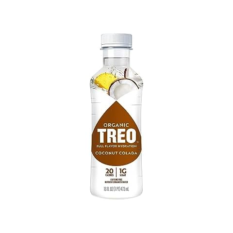 TREO Fruit & Birch Water Drink, Coconut Colada, USDA Organic, Non-GMO Project Verified, Vegan, Gluten-Free, 10 Calories & 1g of Sugar Per Serving, Good Source of Vitamin C, 16 fl oz, (Pack of 6) Cover