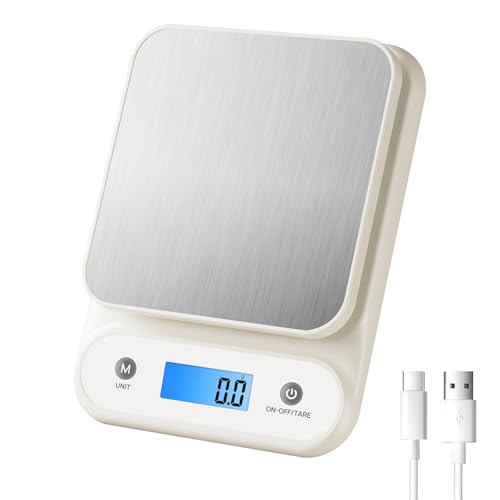 Meilen Balance de Cuisine 11lb/0.1oz, Balance de Precision 0.1g pour cuisine et la pâtisserie, Batterie Lithium-ion 300 mAh Intégrée, Chargeur Type-C...
