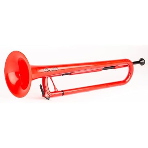 PINSTRUMENTS pBugle Plastic Kids Musical Instrument - Fun and Affordable First Trumpet Instrument for Beginners or Students - Detachable 7C Mouthpiece - Lightweight Durable ABS Construction - Red Cover