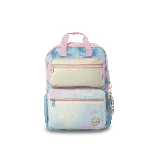 TOTTO - Mochila Escolar, Modelo Bloum M, Mochila Mediana, Capacidad 11 L, 2 Compartimentos Delanteros, Bolsillos Botella, Organizador Interno, Correas Acolchadas, Resistente y Duradera, Estampado Azul