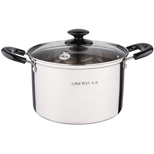 Lake Tian Stainless Steel Stock Pot, Stew Pot, Simmering Pot, Soup Pot With Lid, Healthy Duty, Dishwasher Safe, Saucepot With Lid Quart Stockpot,Silver (2.5 Qt/7.25″) #TOP14