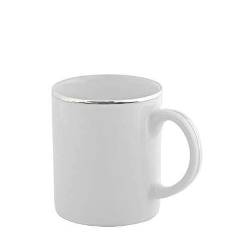 Taza 10 oz porcelana blanca y plata set x6 miniatura 1