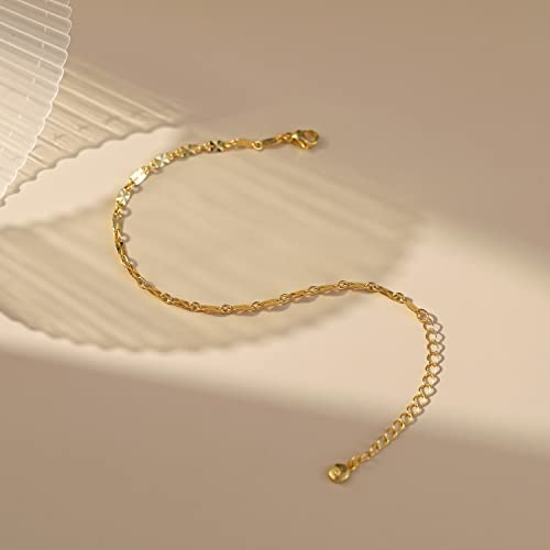 Ornapeadia Anklet For Women Gold Diamond-Cut Lace Mirror Foot Chain 18K Gold Filled Boho Beach Dainty Simple Minimalist Ankle Jewelry #TOP4
