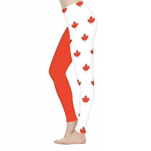 Irisjudy Canada Flag Leggings Women Maple Leaf Yoga Tights