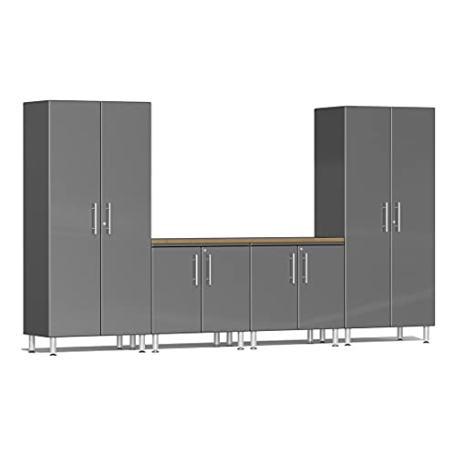 Ulti-Mate UG28052G 5-Piece Cabinet System with Channeled Worktop in Graphite Grey Metallic