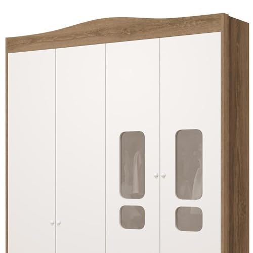Guarda Roupa Infantil New Danny Plus 4 Portas e 2 Gavetas Branco/mezzo - Reller Móveis