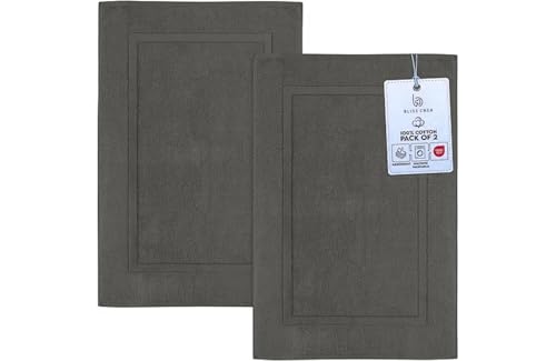 Bliss Casa Bath Mats (2 Pack 50 x 80 cm) - 1000 GSM Bathroom Mat for Toilets Super Soft and Extra Absorbent Floor Mats For Elegant Look (Grey)