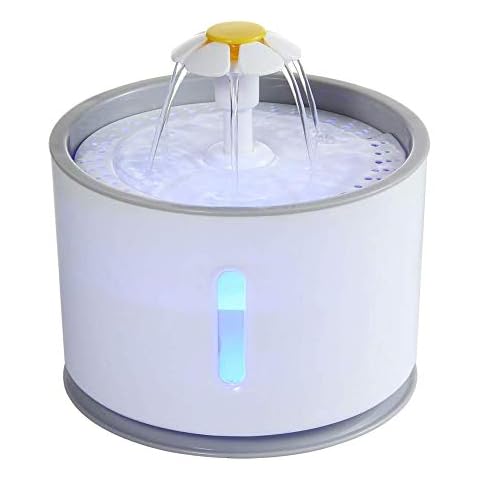 Cat Water Fountain, 2.4L Automatic Pet Drinking Water Dispenser with LED Light, 3 Modes Drinking Fountain, Portable Hygienic Replaceable Filter Flower Style Water Bowl for Cats, Dogs Cover