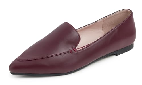 Feversole Flache Ballerinas mit Komfort Einlegesohle,Spitze Flache Schuhe,Klassische Ballerinas Profilsohle Veganes Nappaleder Burgund 39 EU Feversole Flache Ballerinas mit Komfort Einlegesohle,Spitze Flache Schuhe,Klassische Ballerinas Profilsohle Veganes Nappaleder Burgund 39 EU