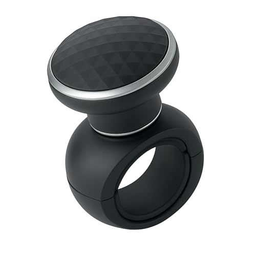 Image of SARTE Universal Car Steering Wheel Power Knob 360 Degree Rotation Control Spinner Ball Handle with Diamond Texture Design Non Slip ABS Material for Cars Trucks Tractors Black