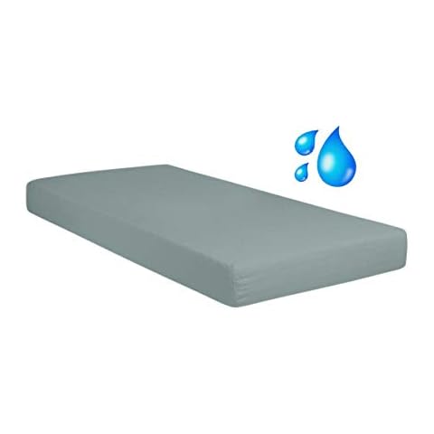 G BETTWARENSHOP Jersey Spannbetttuch wasserdicht 2in1 • Bettlaken und Matratzenschutz in einem 90x190-100x200 cm Silber Cover