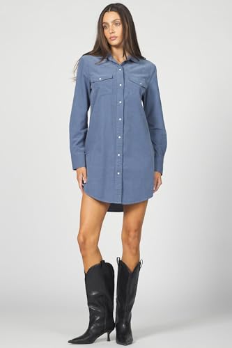 DEAR JOHN Rory Dress Midi Length Relaxed Fit Long Sleeve Button Front Corduroy Collared3