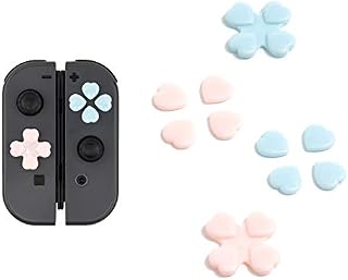 GeekShare 4PCS Heart Button Caps Joystick Cover Compatible with Nintendo Switch/OLED- Pink & Blue
