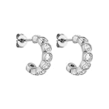  Purelei® Spotlight Ohrringe, Kreolen für Damen mit Halbedelsteinen, Wasserfeste Creolen aus Edelstahl, Geschenk für Frauen (Silber)