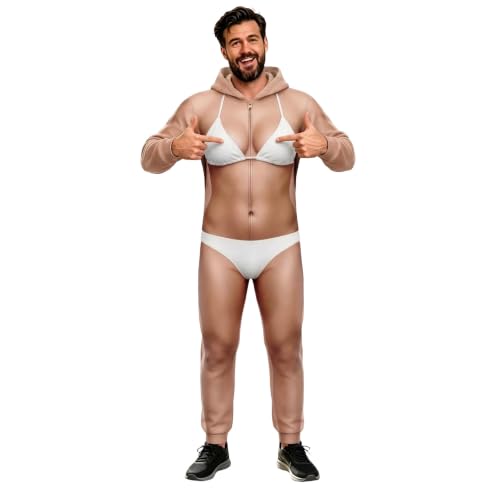 3D Printed Novelty Ugly Onesie For Men Zip Up Hooded Cosplay Jumpsuit - image 2
