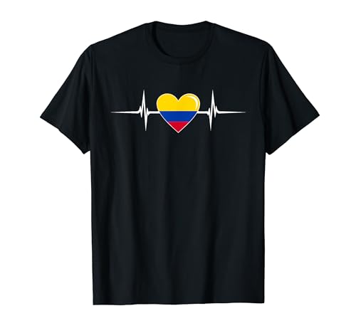 Heartbeat Design Bandera Colombia Camiseta
