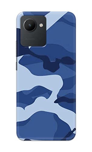 Image of Printed Hard Back Cover Case for Realme C30 | Realme C30s Back Cover (Army Blue Pattern) -702