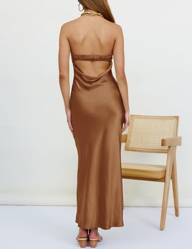 Image of MEROKEETY Women's Summer Satin Strapless Bodycon Dress 2026 Backless Tube Wedding Guest Cocktail Formal Party Maxi Dresses