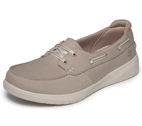 Skechers Womens On-The-Go Flex Adapt Relaxed Fit Boat Shoe Taupe 8.5