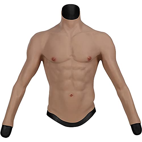 U-CHARMMORE Silicone Muscle Chest Bodysuit with Arms for Cosplay Halloween Crossdresser Transgender (L, color 2)