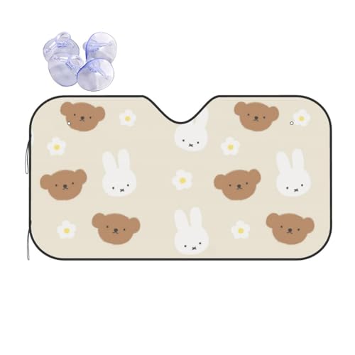 ミッフィー サンシェード 車 フロント フロントサンシェード 遮光 UVカット 断熱 劣化防止 吸盤2個付 簡単着脱 コンパクト収納 70cm x 130cm