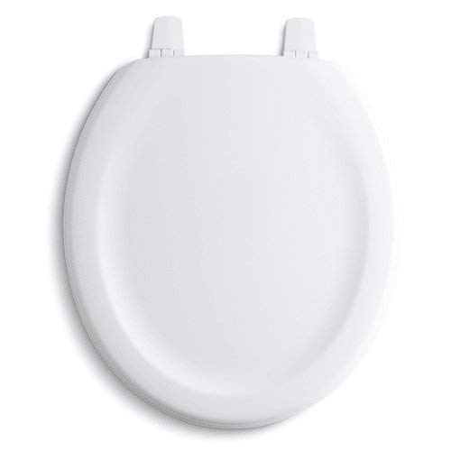 KOHLER K-4648-96 Stonewood Molded-Wood with Color-Matched Plastic Hinges Round-front Toilet Seat, Biscuit