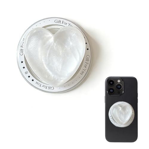 BDEPSTR Herzförmiger Magnetischer Ausziehbarer Handyhalter (Weiß) | Universal für alle Smartphones