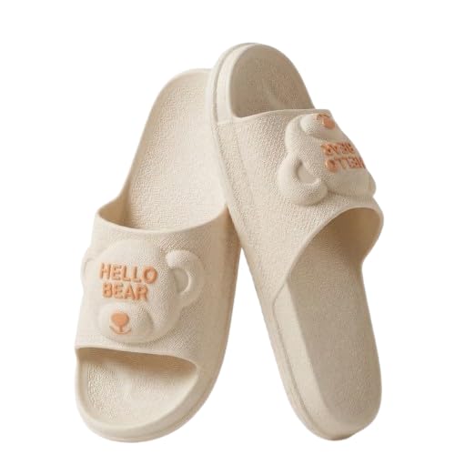 shoemusq Cute Hello Bear Slip-On Slides For Women | Lightweight Waterproof EVA Material | Stylish Flip Flops For Girls | Stylish Slides For Daily Wear, Lounge, Casual & Everyday Wear-picture-18