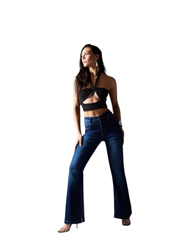 Image of Miss Chase Women's Wide Leg High Rise Regular-Length Stretchable Denim Jeans