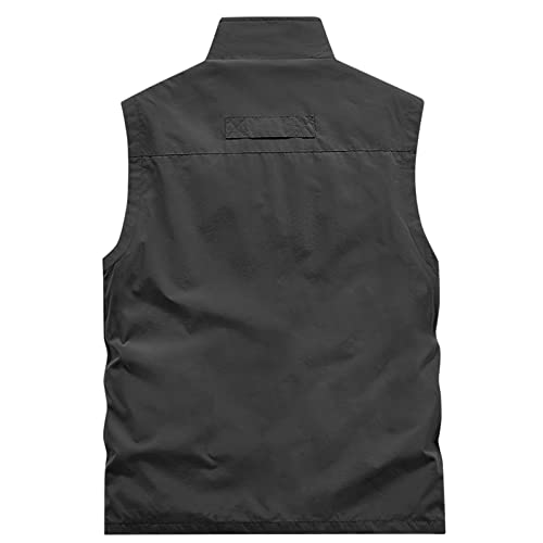 Generisch Weste Herren Outdoor Winter, Mit Taschen Ärmellose Anglerweste Leicht Atmungsaktiv Jacke Jagd Fotografie Camping Winter Multifunktionsweste Angeln Sommerweste Sport (5XL, Schwarz)