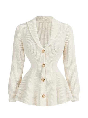 GORGLITTER Women's Peplum Cardigan Jackets Business Casual Work Knit Tops Button Front Long Sleeve Fall Outfits