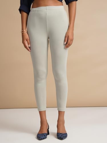 Image of ONE SKY Women Full Length Leggings | Cotton Modal Spandex Blend | High Waist Stretchable & Bio-Washed Fabric | Colour-Lock Technology | Comfortable Leggings for Women