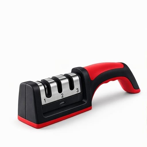 Image of Knife Sharpener with 3-Stage Sharpening System | Manual Kitchen Sharpener for Home | Professional Sharpening Tool for Steel & Ceramic Knives