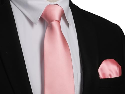 Image of Enlision Mens Ties Solid Color Satin Necktie Ties for men Handkerchief Cufflinks Pocket Squares for Wedding